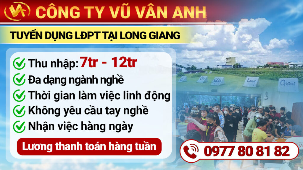 THÔNG BÁO TUYỂN DỤNG LAO ĐỘNG TẠI KCN LONG GIANG
