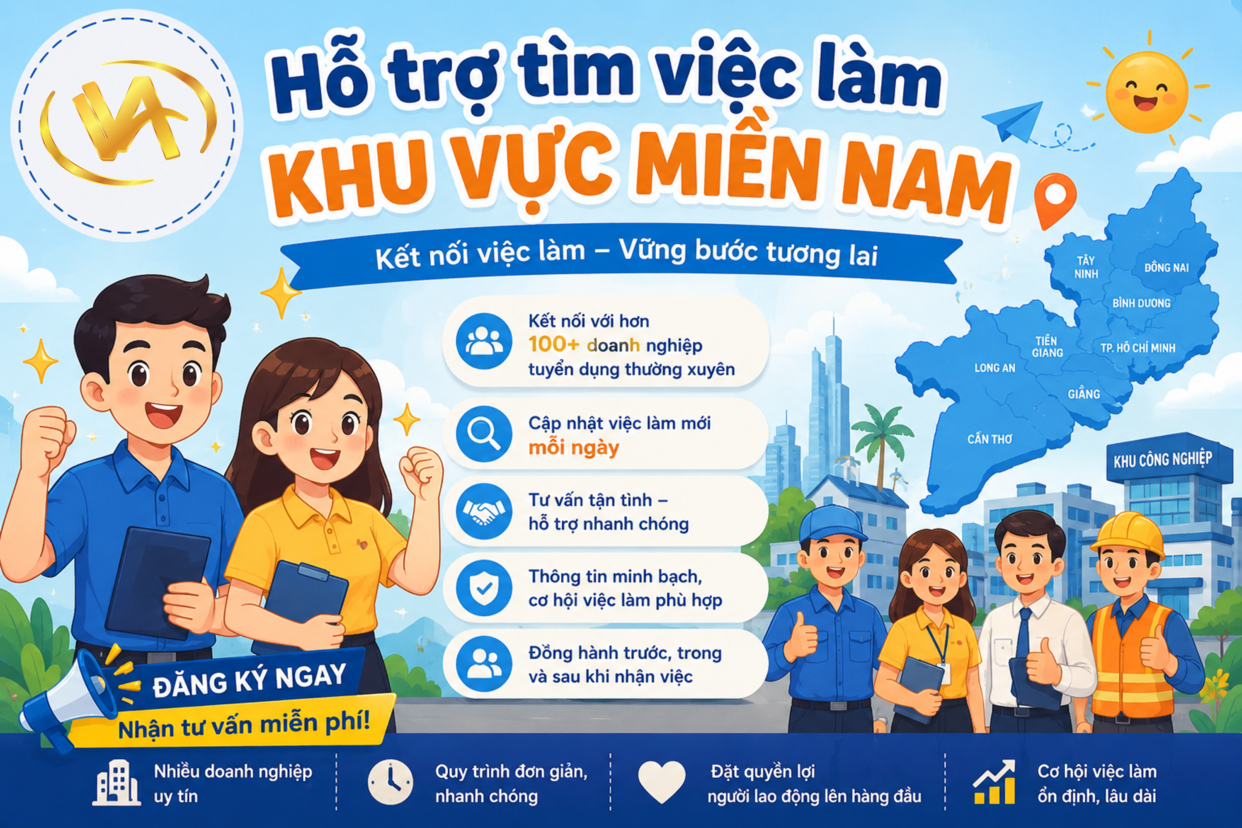 Hỗ trợ tìm việc làm khu vực Miền Nam